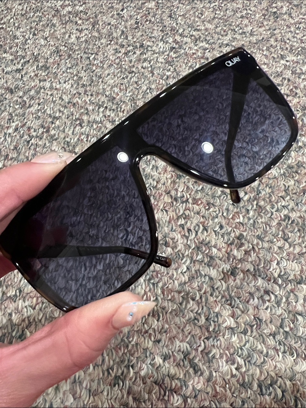 Quay Australia Tortoiseshell Rectangle Sunglasses — Brown Frames - Picture 3 of 4
